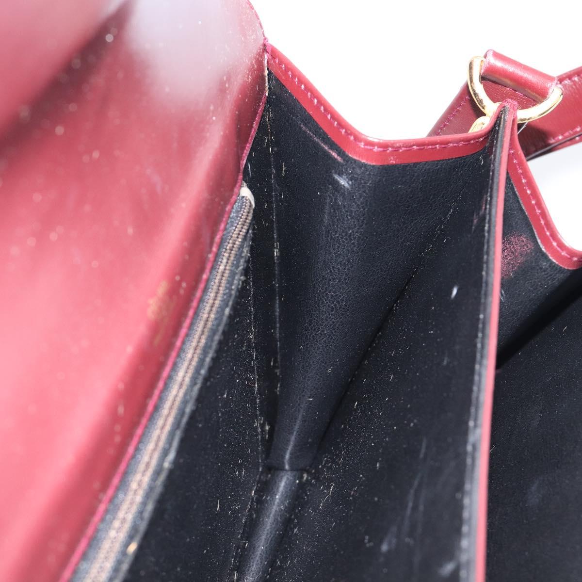 CELINE Shoulder Bag Leather Bordeaux Gold Tone Auth ep17033A