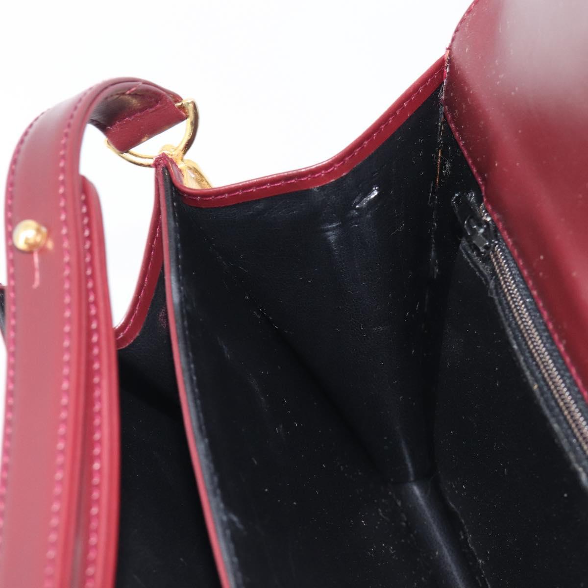 CELINE Shoulder Bag Leather Bordeaux Gold Tone Auth ep17033A