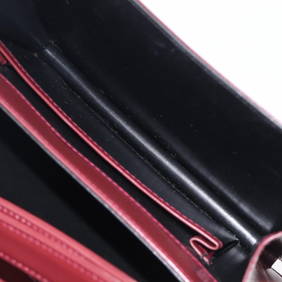 CELINE Shoulder Bag Leather Bordeaux Gold Tone Auth ep17033A