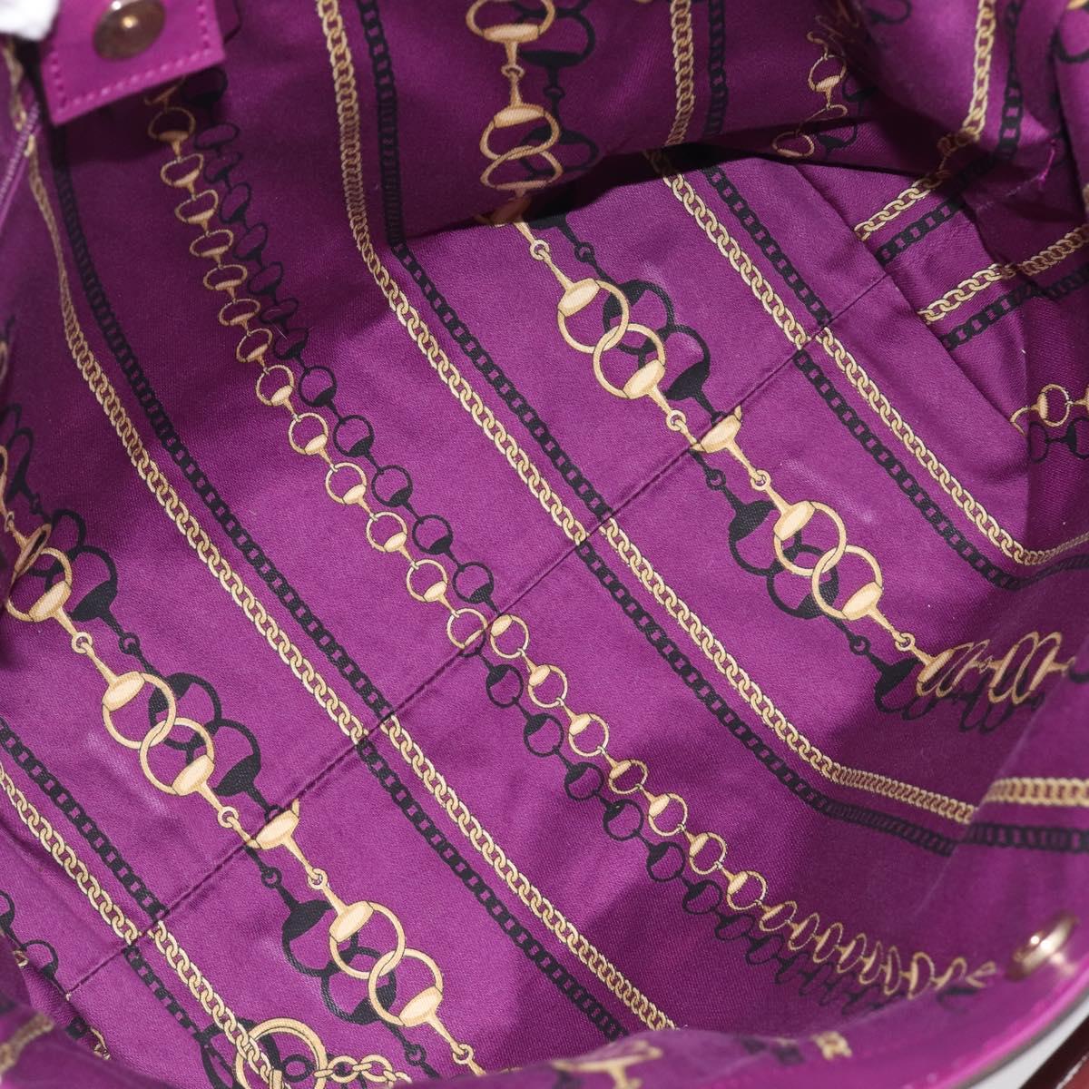 GUCCI ribbon Hand Bag Patent Purple Gold Tone 203521 Auth ep17036