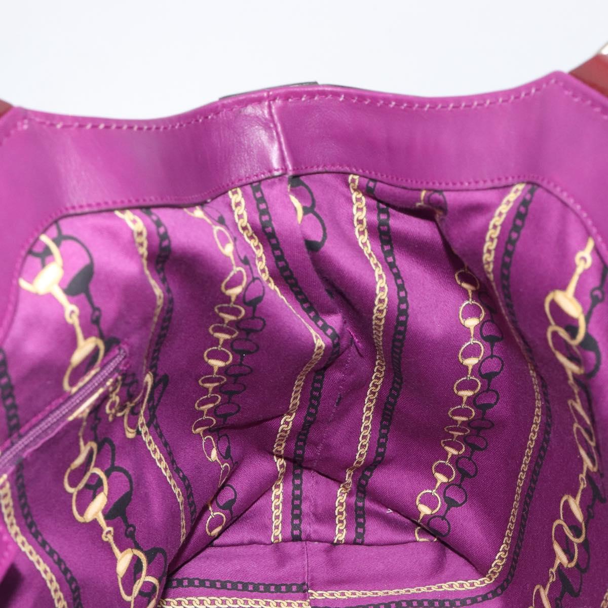 GUCCI ribbon Hand Bag Patent Purple Gold Tone 203521 Auth ep17036