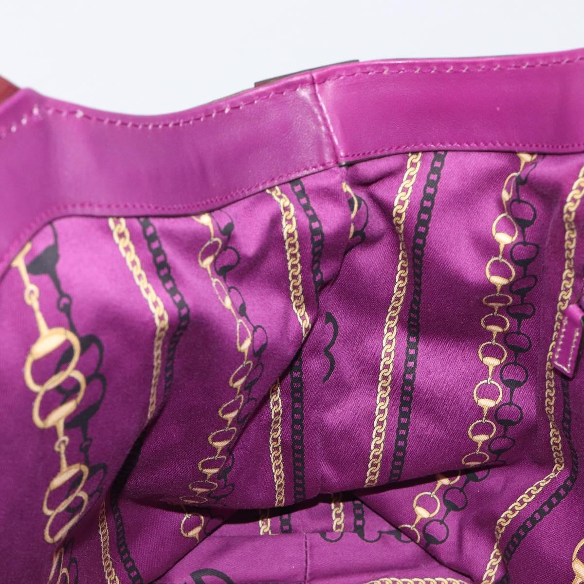 GUCCI ribbon Hand Bag Patent Purple Gold Tone 203521 Auth ep17036