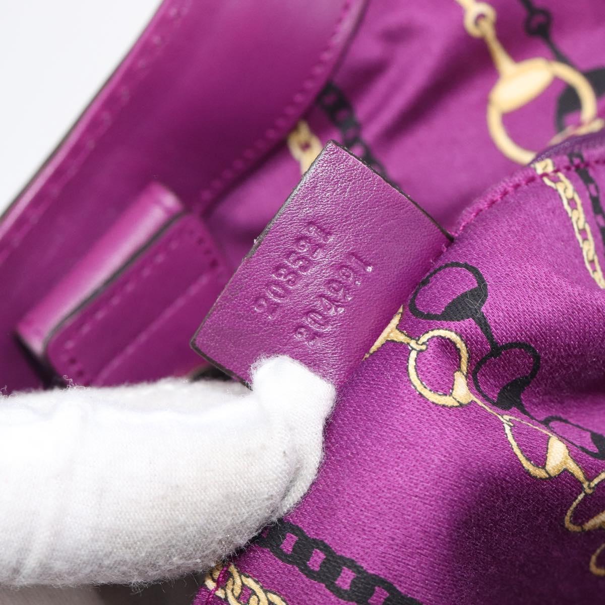 GUCCI ribbon Hand Bag Patent Purple Gold Tone 203521 Auth ep17036