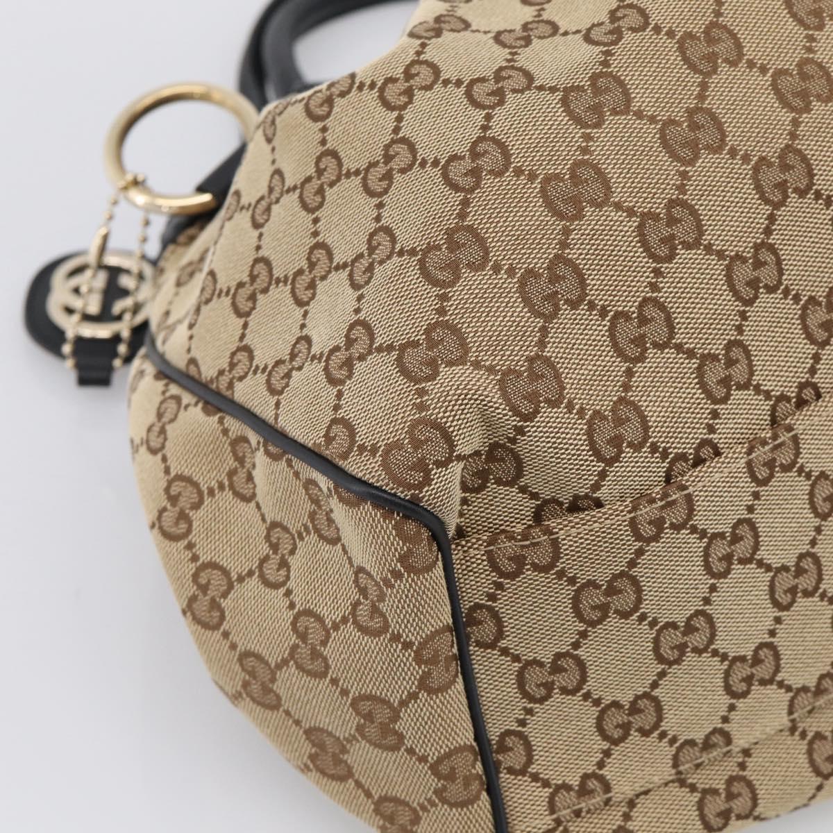 GUCCI GG Canvas Sukey Hand Bag Beige Gold Tone 211944 Auth ep17038V