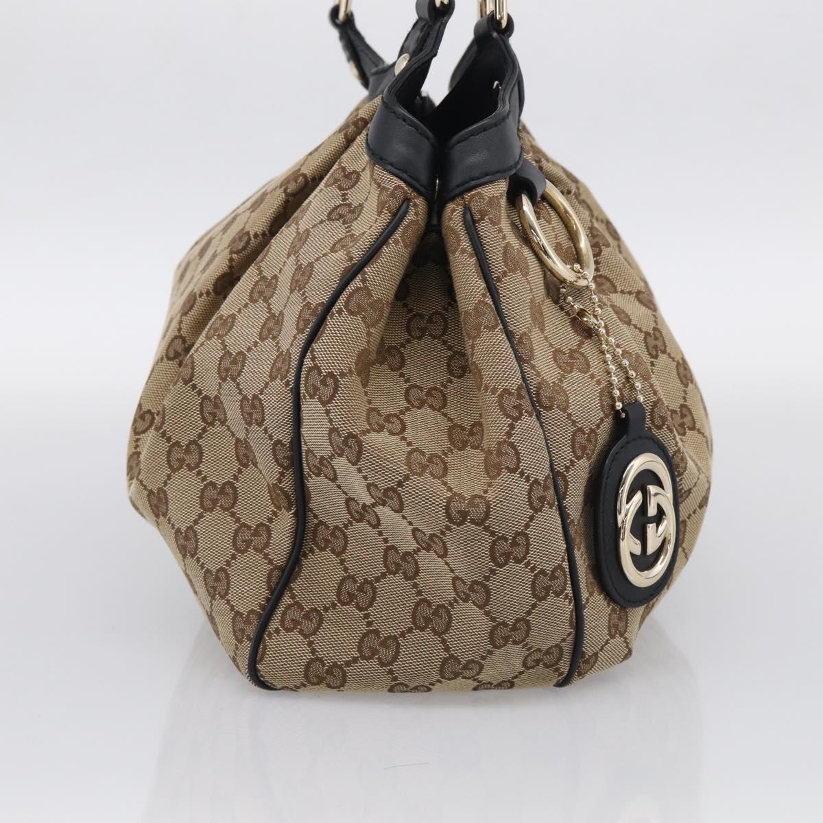 GUCCI GG Canvas Sukey Hand Bag Beige Gold Tone 211944 Auth ep17038V