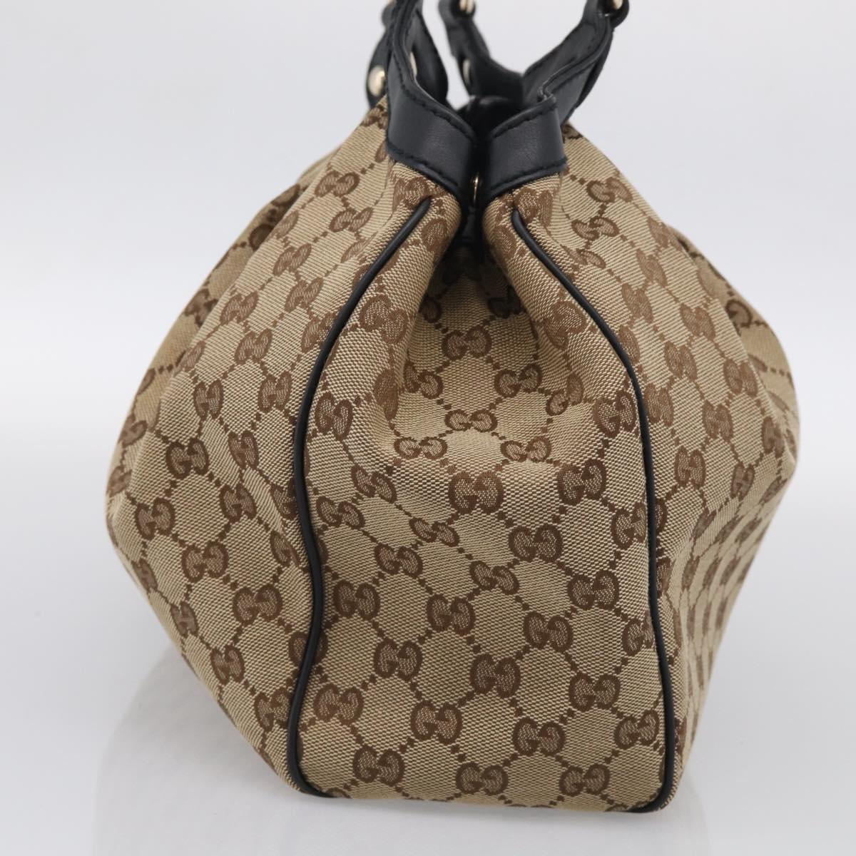 GUCCI GG Canvas Sukey Hand Bag Beige Gold Tone 211944 Auth ep17038V
