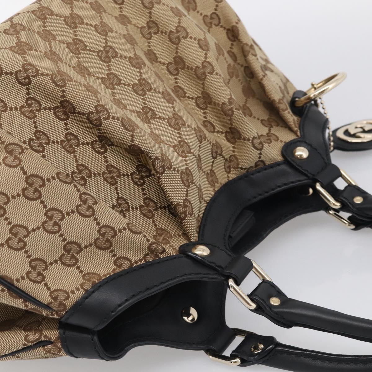 GUCCI GG Canvas Sukey Hand Bag Beige Gold Tone 211944 Auth ep17038V