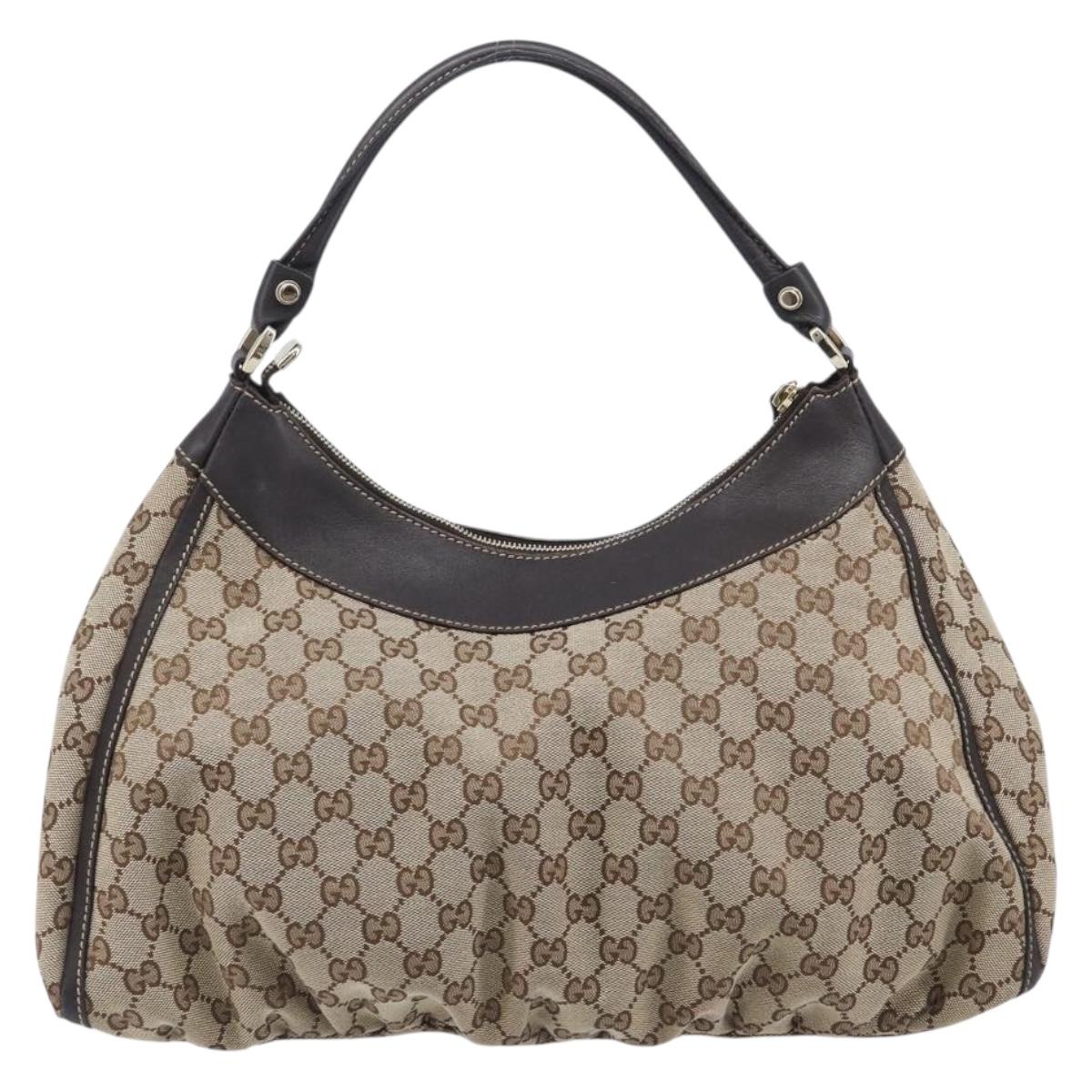 GUCCI GG Canvas Abbey Tote Bag Beige Gold Tone 189833 Auth ep17040A