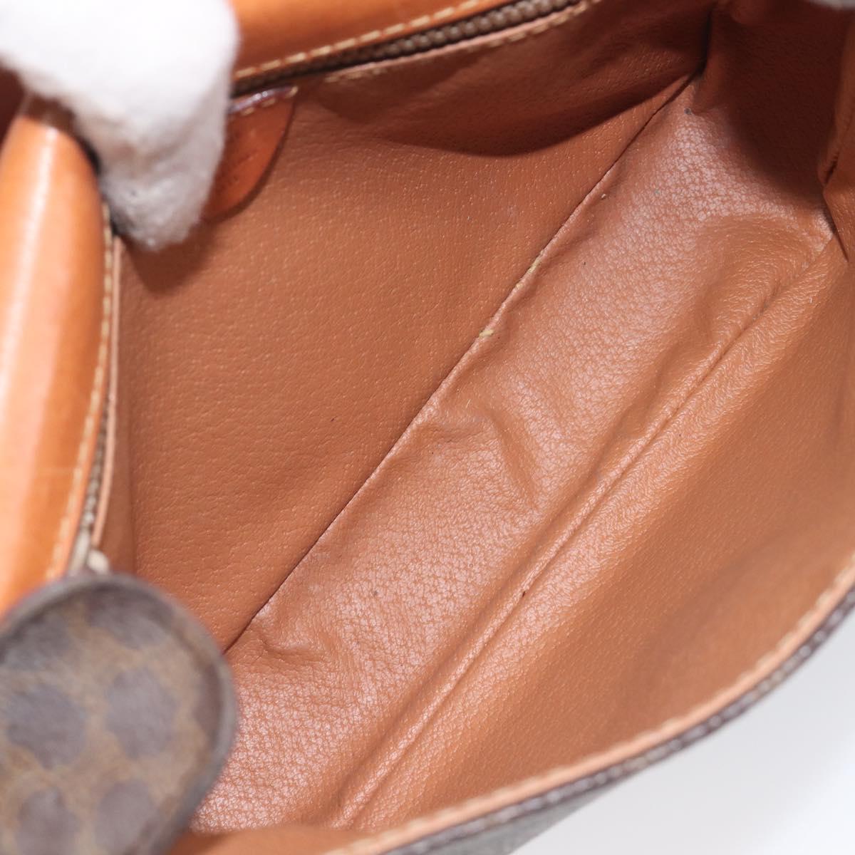 CELINE Macadam Shoulder Bag PVC Brown Gold Tone Auth ep17042