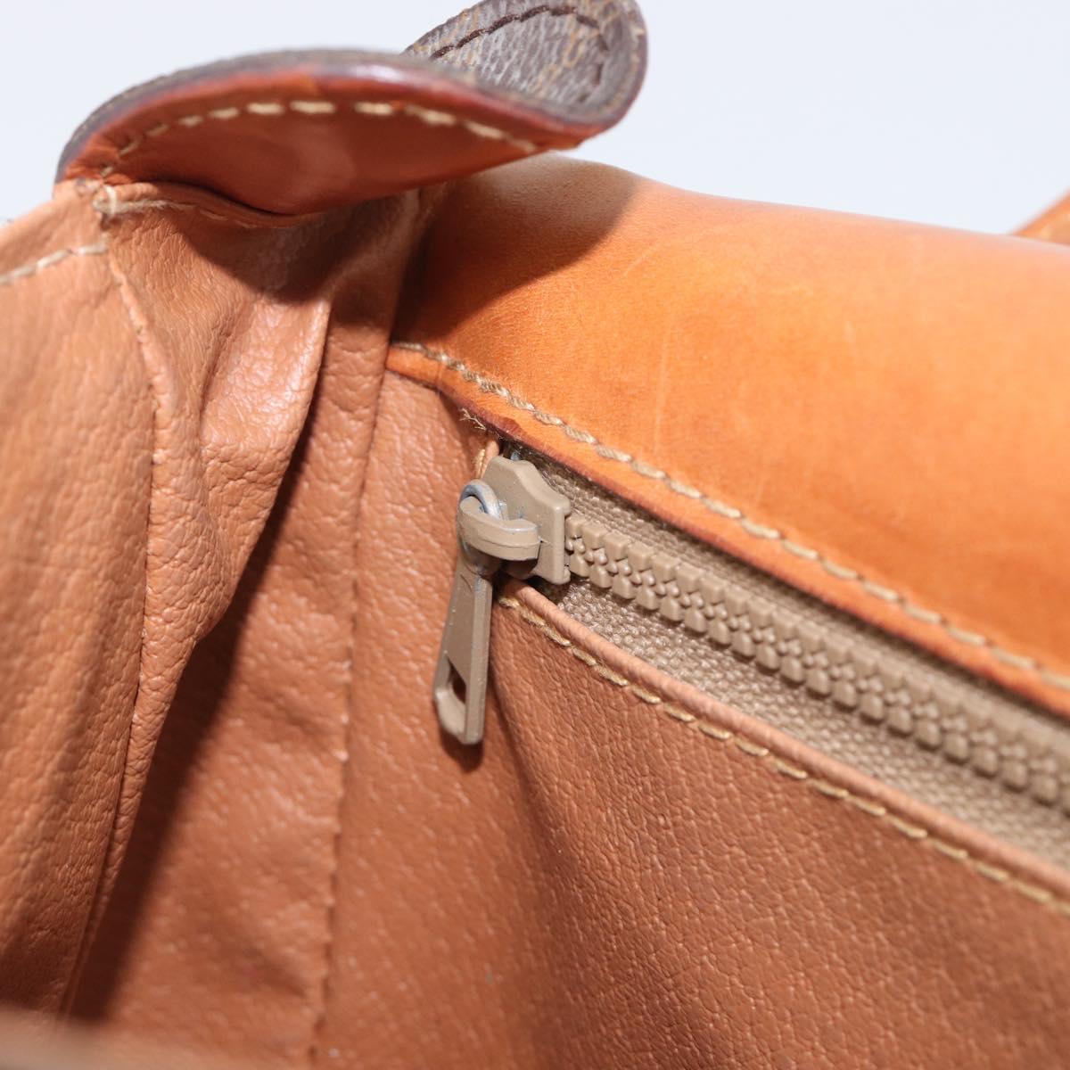 CELINE Macadam Shoulder Bag PVC Brown Gold Tone Auth ep17042