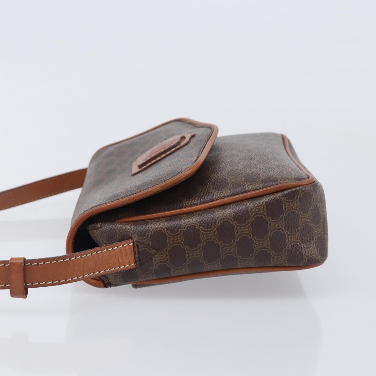 CELINE Macadam Shoulder Bag PVC Brown Gold Tone Auth ep17042