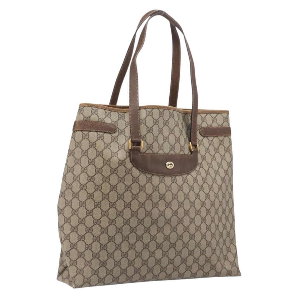 GUCCI GG Supreme Tote Bag PVC Beige Gold Tone 39 02 061 Auth ep17043