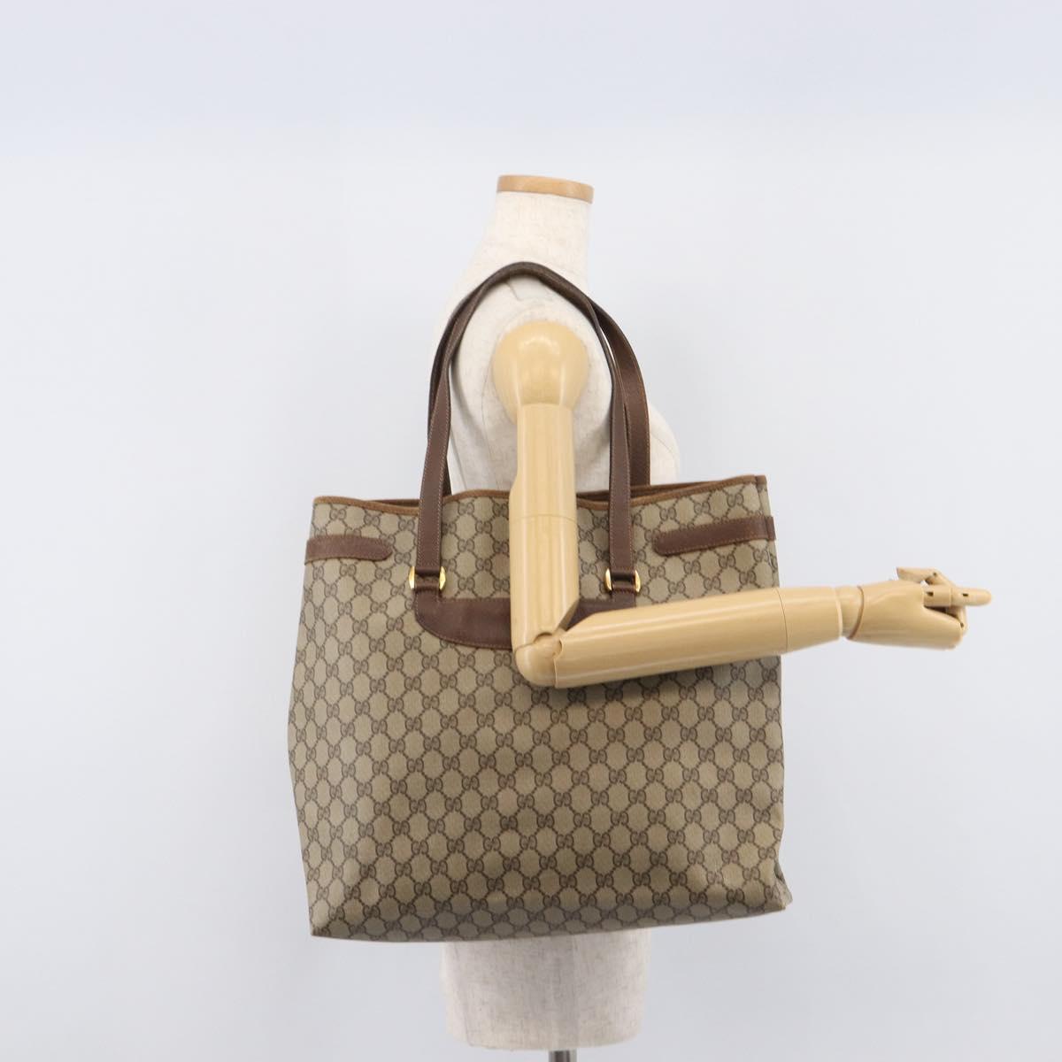 GUCCI GG Supreme Tote Bag PVC Beige Gold Tone 39 02 061 Auth ep17043