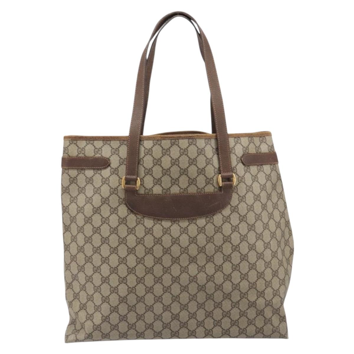 GUCCI GG Supreme Tote Bag PVC Beige Gold Tone 39 02 061 Auth ep17043