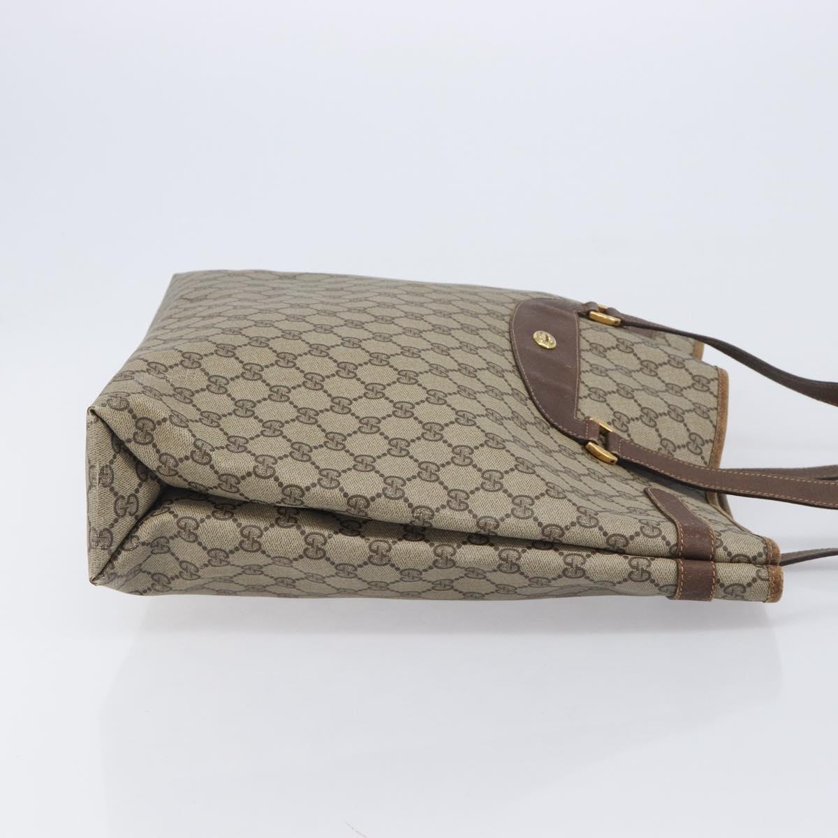 GUCCI GG Supreme Tote Bag PVC Beige Gold Tone 39 02 061 Auth ep17043