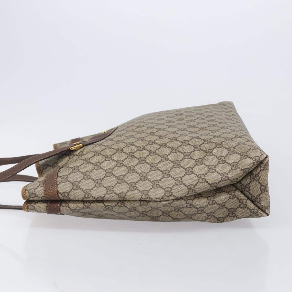 GUCCI GG Supreme Tote Bag PVC Beige Gold Tone 39 02 061 Auth ep17043