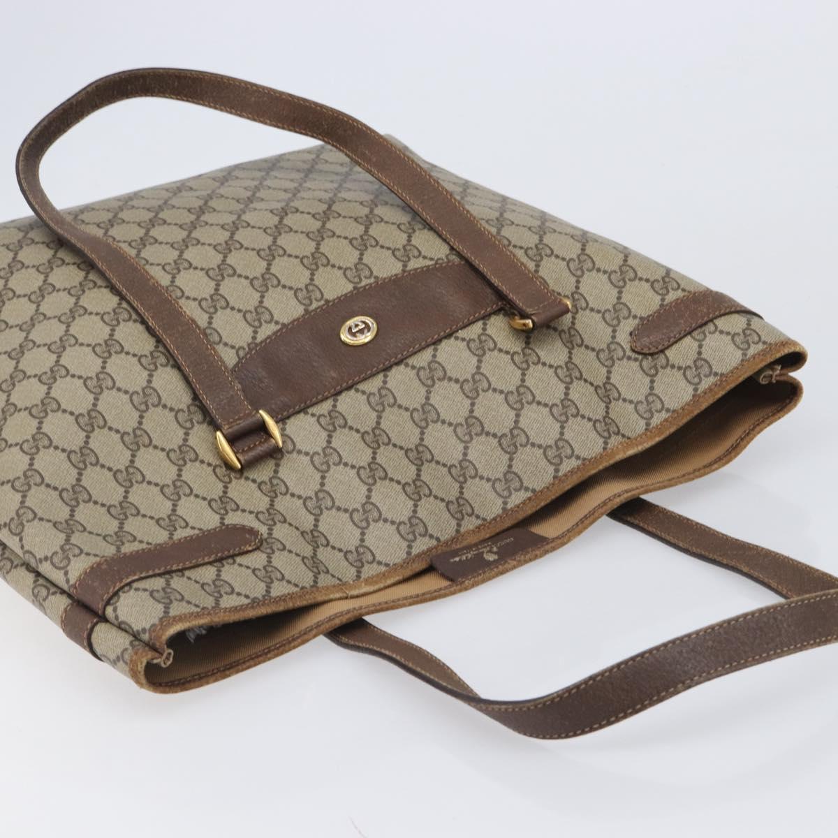 GUCCI GG Supreme Tote Bag PVC Beige Gold Tone 39 02 061 Auth ep17043