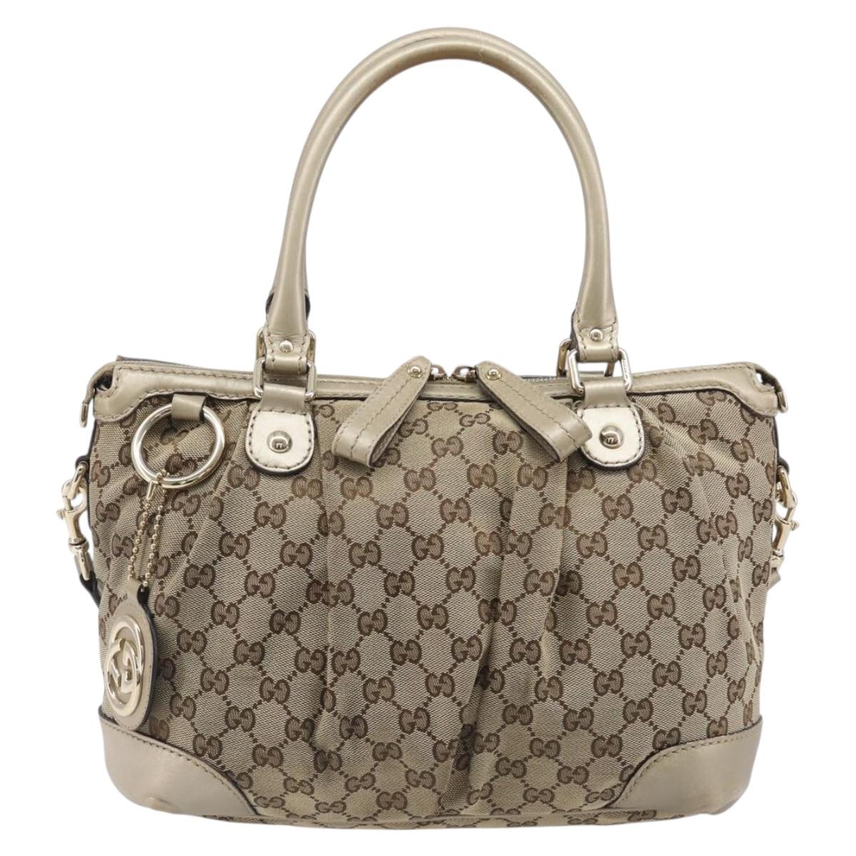 GUCCI GG Canvas Sukey Hand Bag 2way Beige Gold Tone 247902 Auth ep17045