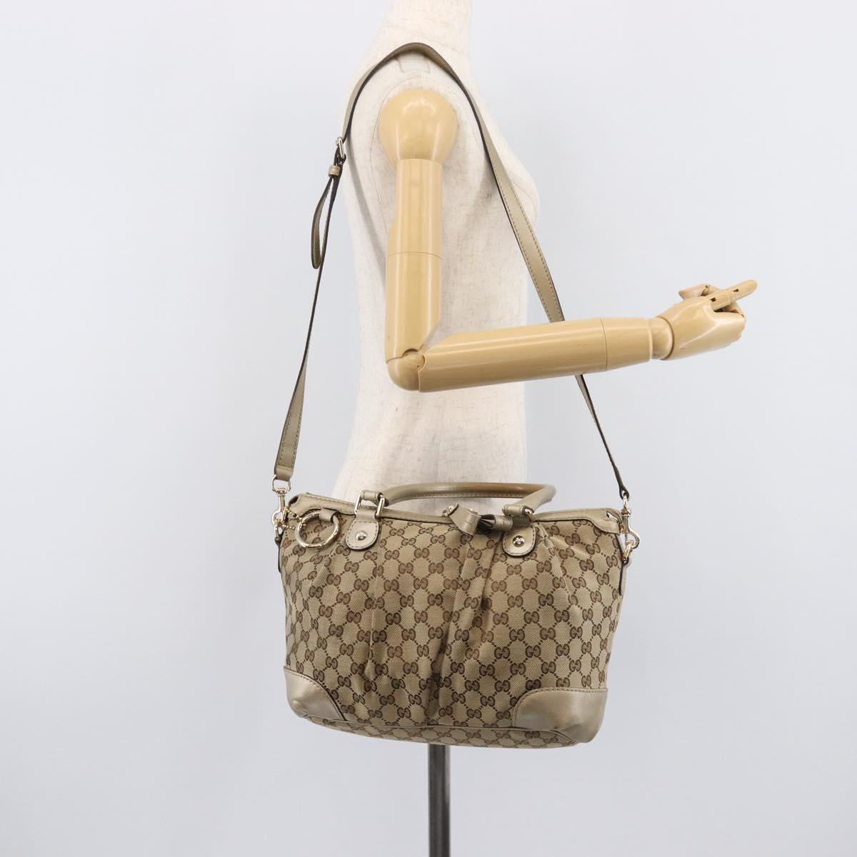 GUCCI GG Canvas Sukey Hand Bag 2way Beige Gold Tone 247902 Auth ep17045