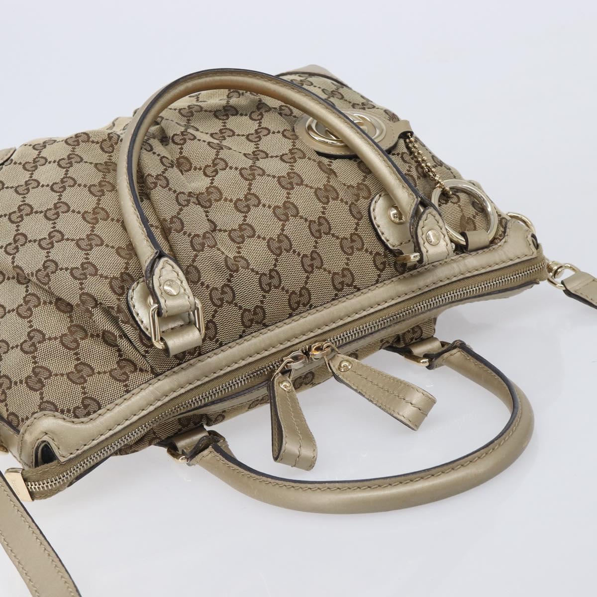 GUCCI GG Canvas Sukey Hand Bag 2way Beige Gold Tone 247902 Auth ep17045