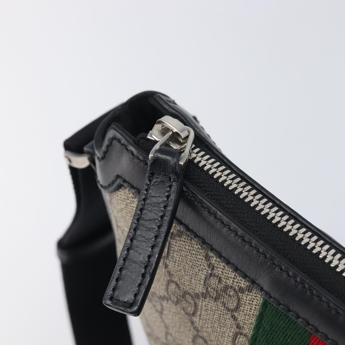 GUCCI GG Supreme Web Sherry Line Shoulder Bag PVC Beige 471454 Auth ep17046