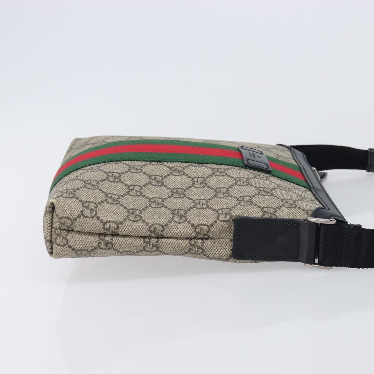 GUCCI GG Supreme Web Sherry Line Shoulder Bag PVC Beige 471454 Auth ep17046