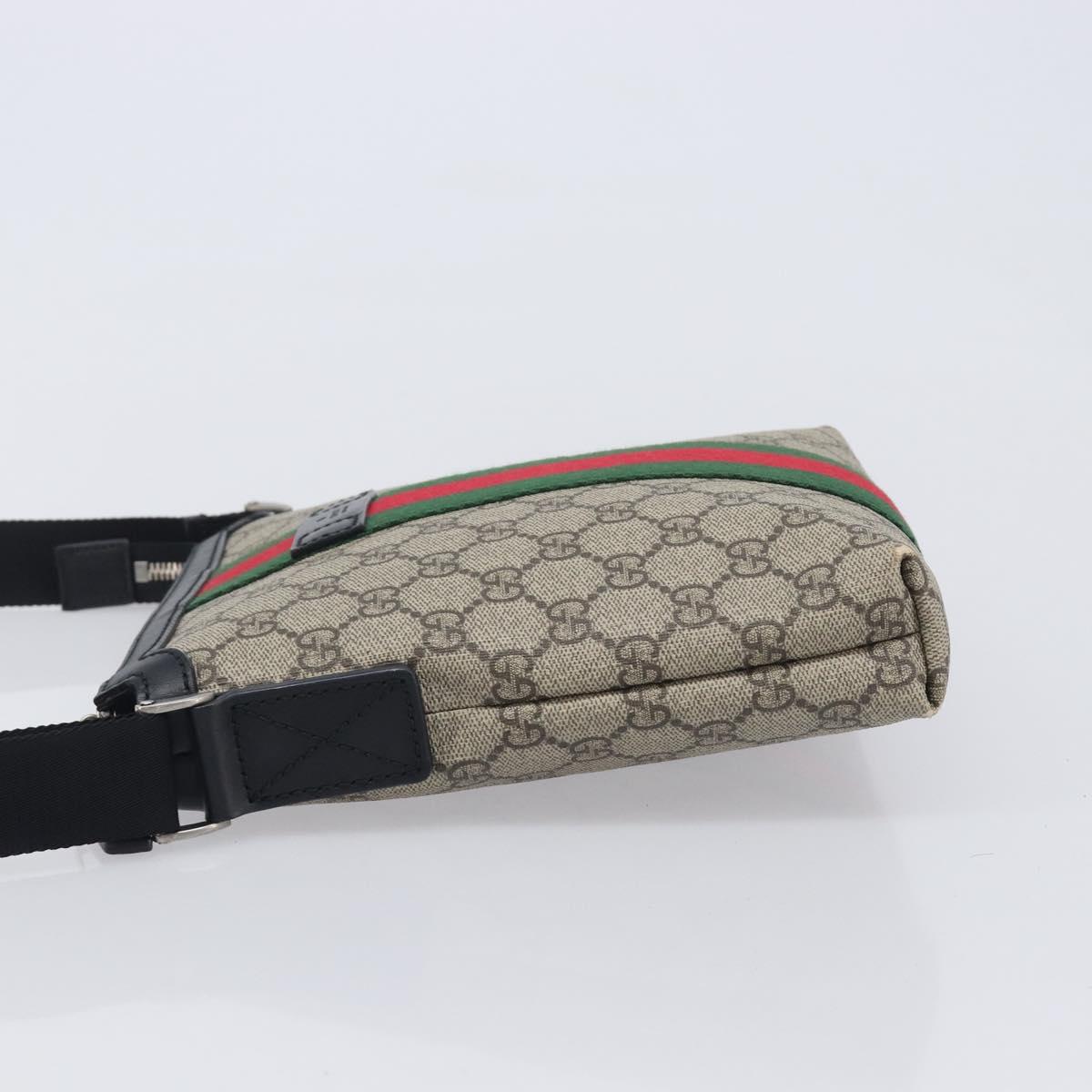 GUCCI GG Supreme Web Sherry Line Shoulder Bag PVC Beige 471454 Auth ep17046