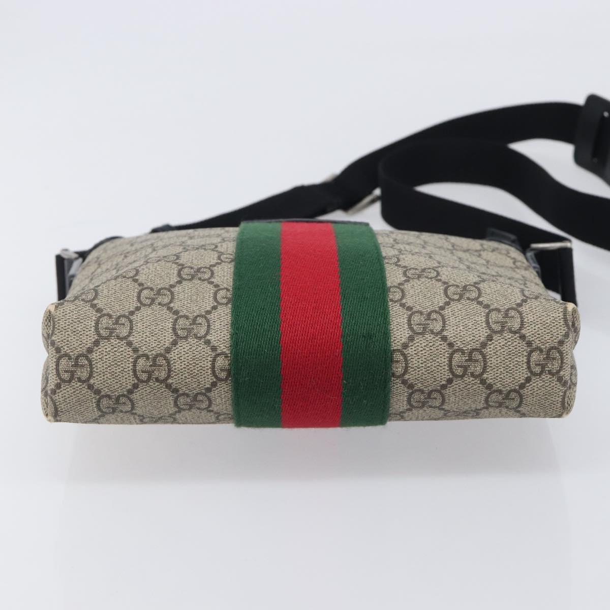 GUCCI GG Supreme Web Sherry Line Shoulder Bag PVC Beige 471454 Auth ep17046