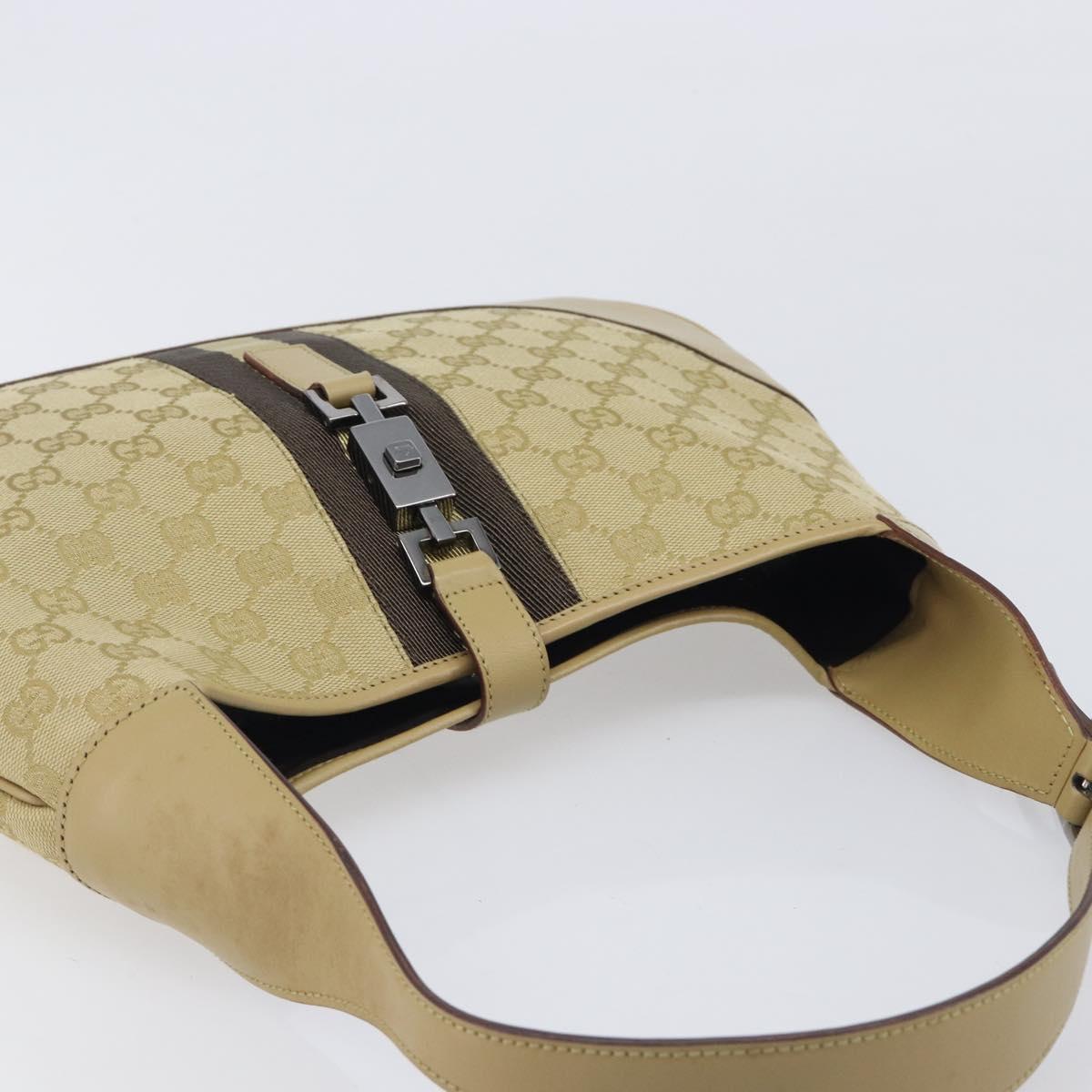 GUCCI GG Canvas Jackie Sherry Line Hand Bag Beige Silver 00963 Auth ep17050V