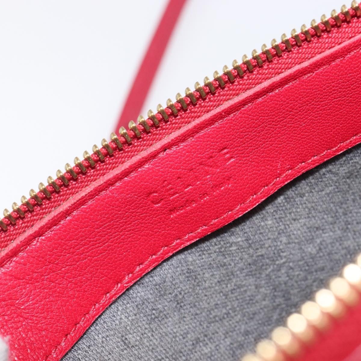 CELINE Trio Shoulder Bag Leather Red Gold Tone Auth ep17054