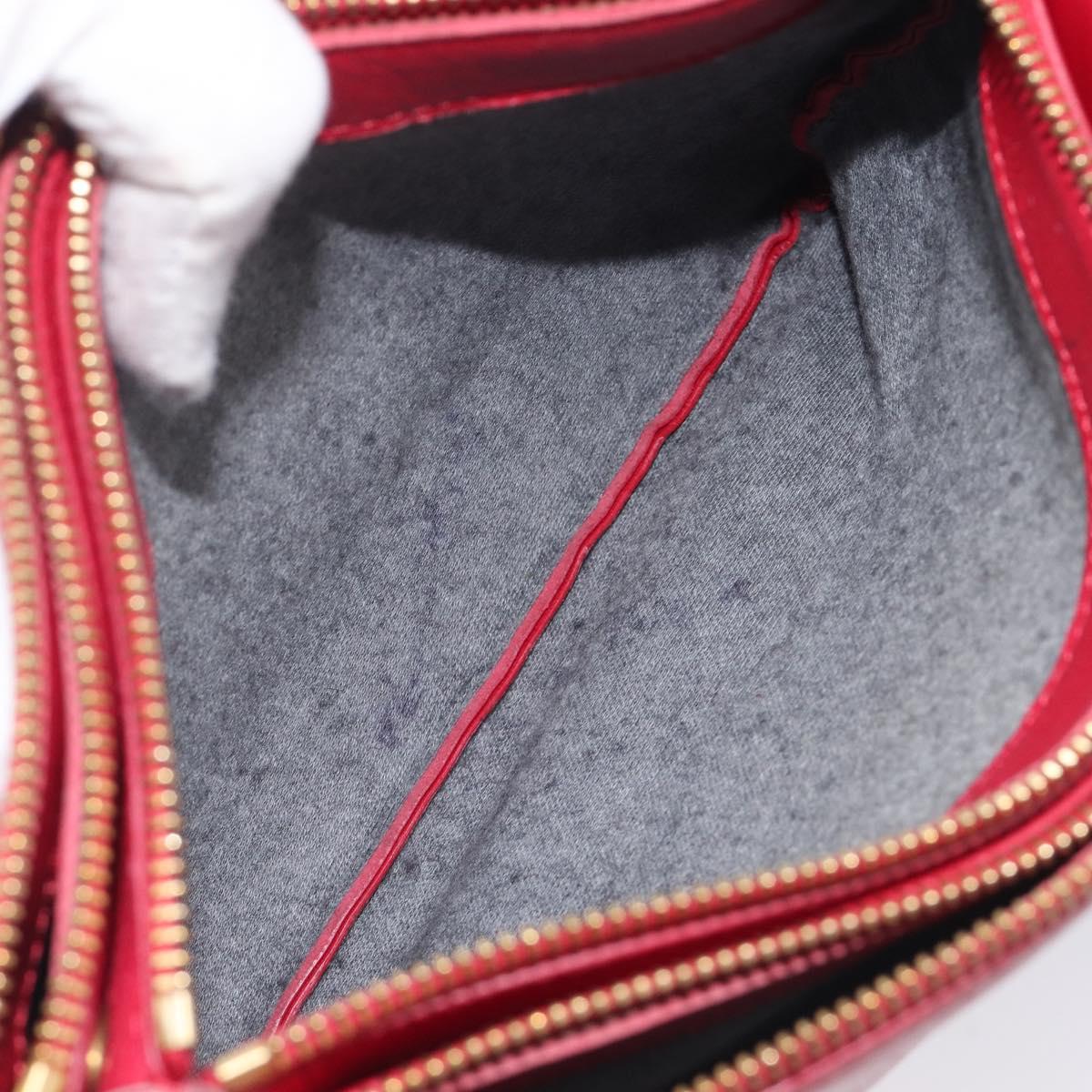 CELINE Trio Shoulder Bag Leather Red Gold Tone Auth ep17054