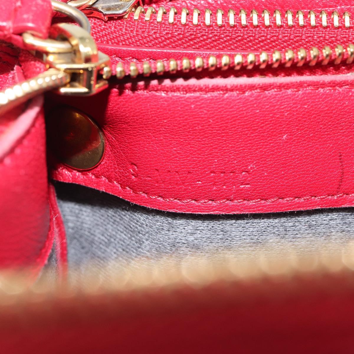 CELINE Trio Shoulder Bag Leather Red Gold Tone Auth ep17054