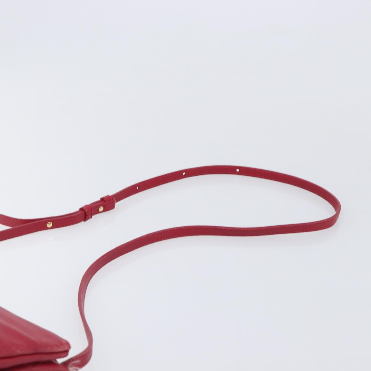 CELINE Trio Shoulder Bag Leather Red Gold Tone Auth ep17054