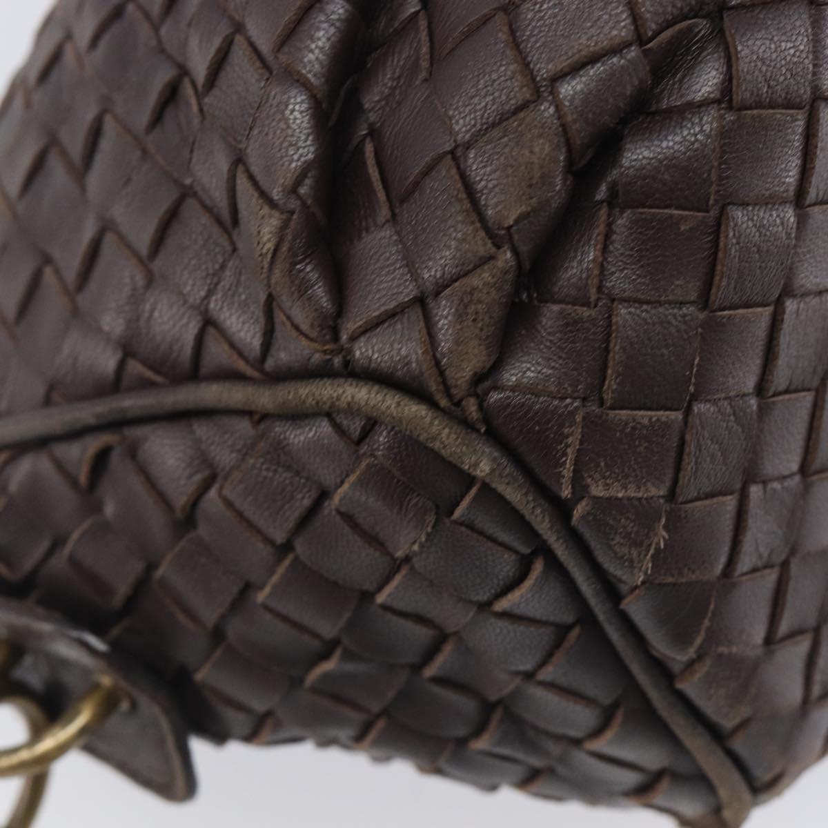 Bottega Veneta INTRECCIATO Shoulder Bag Leather Brown Gold 192661 Auth ep17057