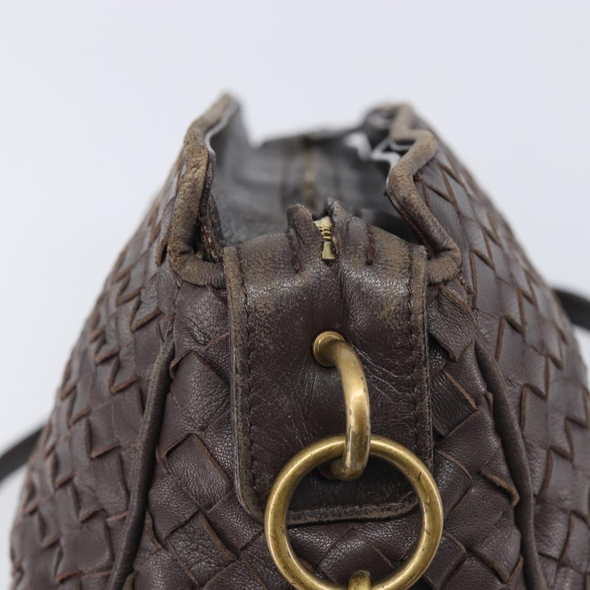 Bottega Veneta INTRECCIATO Shoulder Bag Leather Brown Gold 192661 Auth ep17057