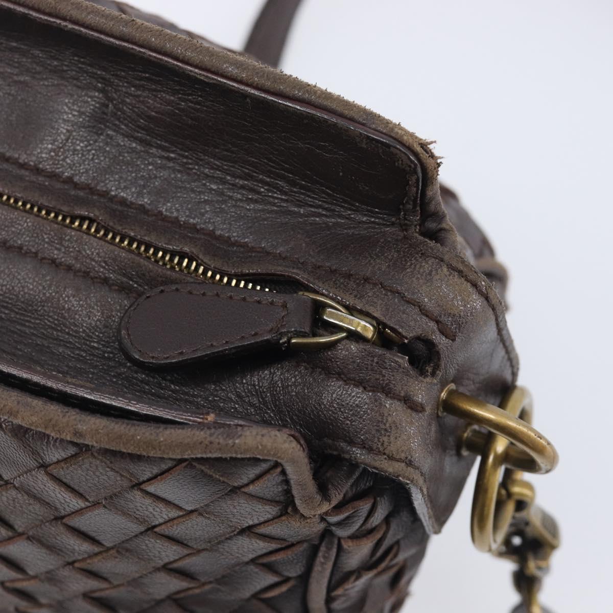 Bottega Veneta INTRECCIATO Shoulder Bag Leather Brown Gold 192661 Auth ep17057