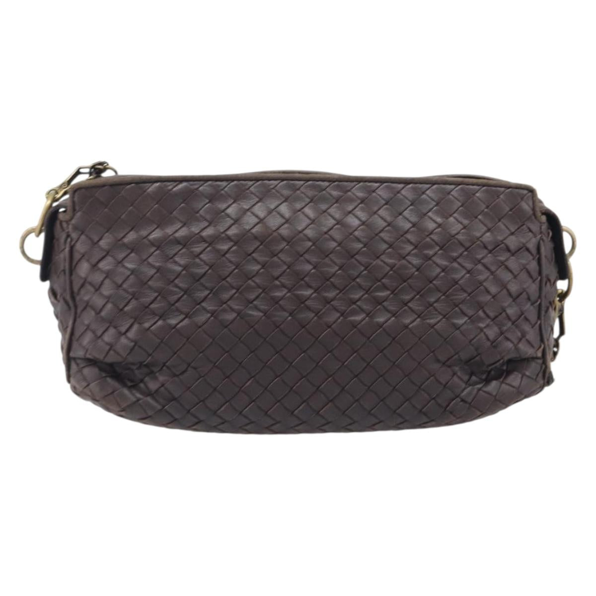 Bottega Veneta INTRECCIATO Shoulder Bag Leather Brown Gold 192661 Auth ep17057