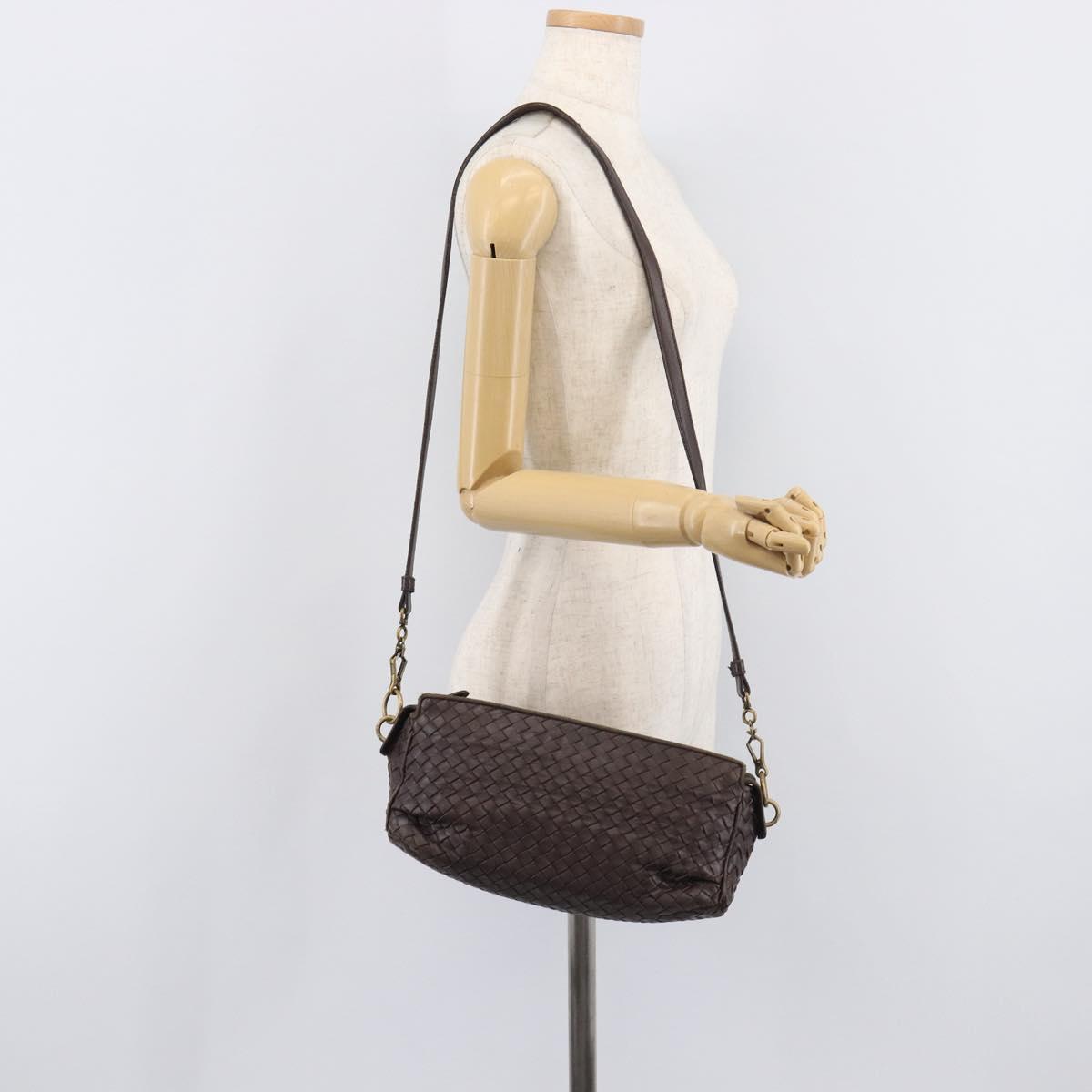 Bottega Veneta INTRECCIATO Shoulder Bag Leather Brown Gold 192661 Auth ep17057