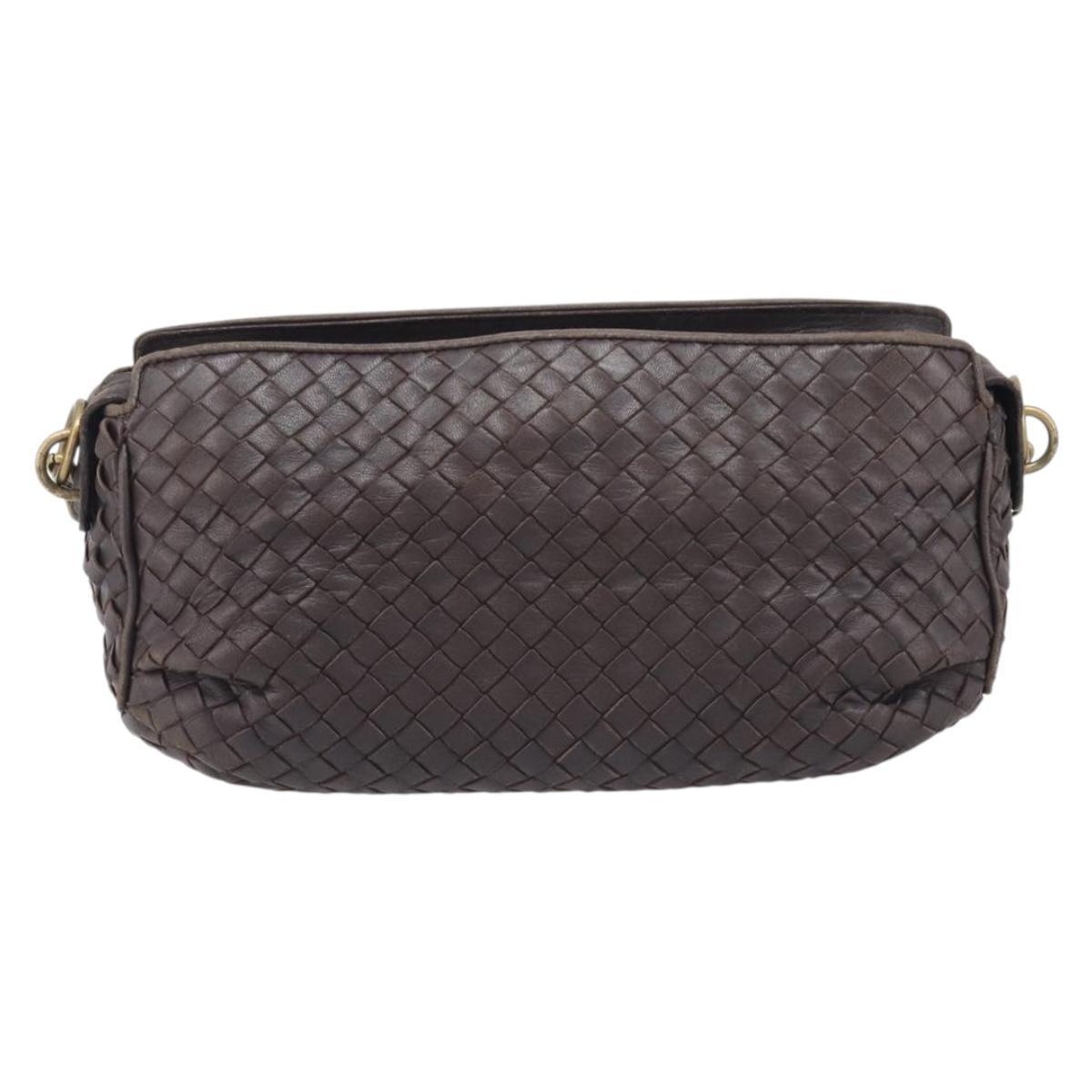 Bottega Veneta INTRECCIATO Shoulder Bag Leather Brown Gold 192661 Auth ep17057