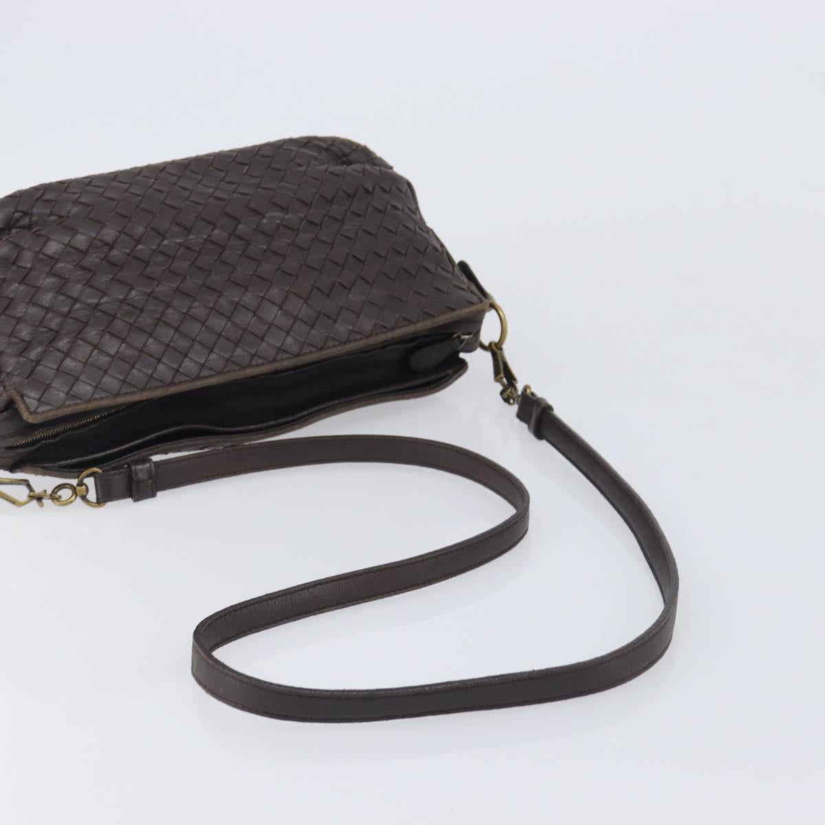 Bottega Veneta INTRECCIATO Shoulder Bag Leather Brown Gold 192661 Auth ep17057