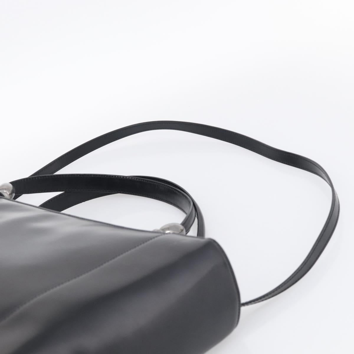 Christian Dior Maris Pearl Hand Bag Leather 2way Black Silver Auth ep17063