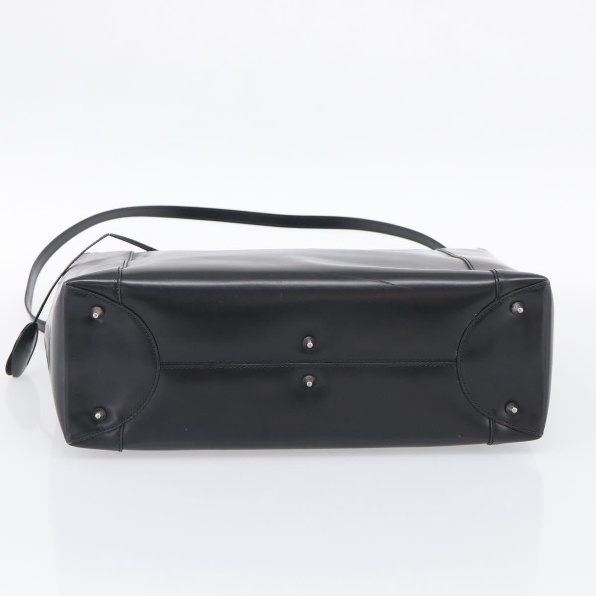 Christian Dior Maris Pearl Hand Bag Leather 2way Black Silver Auth ep17063