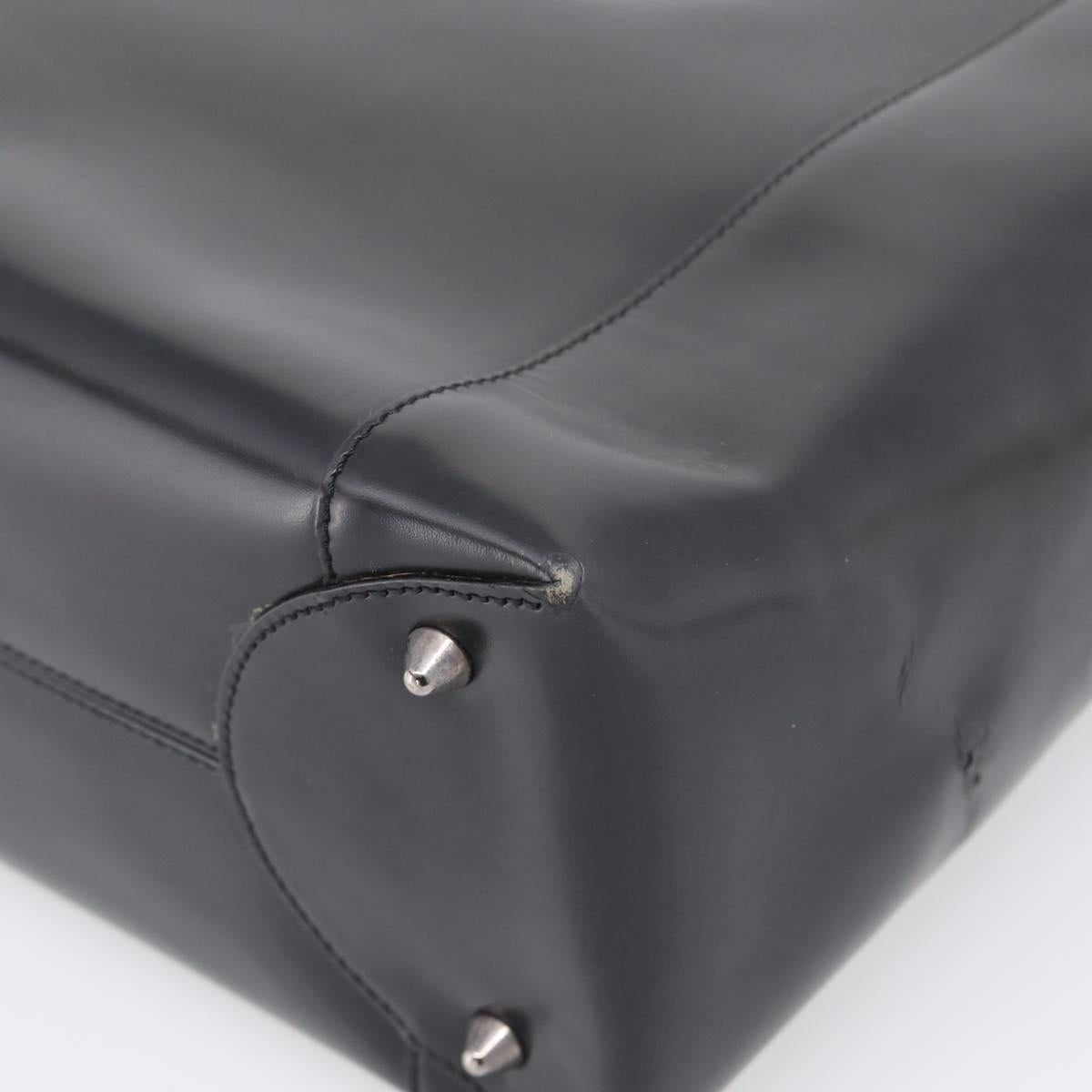 Christian Dior Maris Pearl Hand Bag Leather 2way Black Silver Auth ep17063