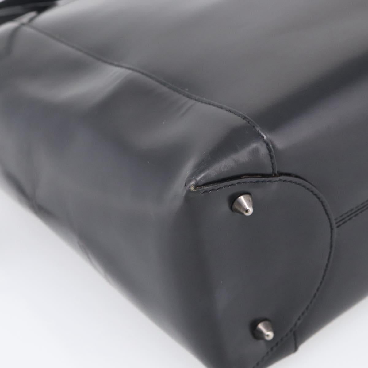 Christian Dior Maris Pearl Hand Bag Leather 2way Black Silver Auth ep17063