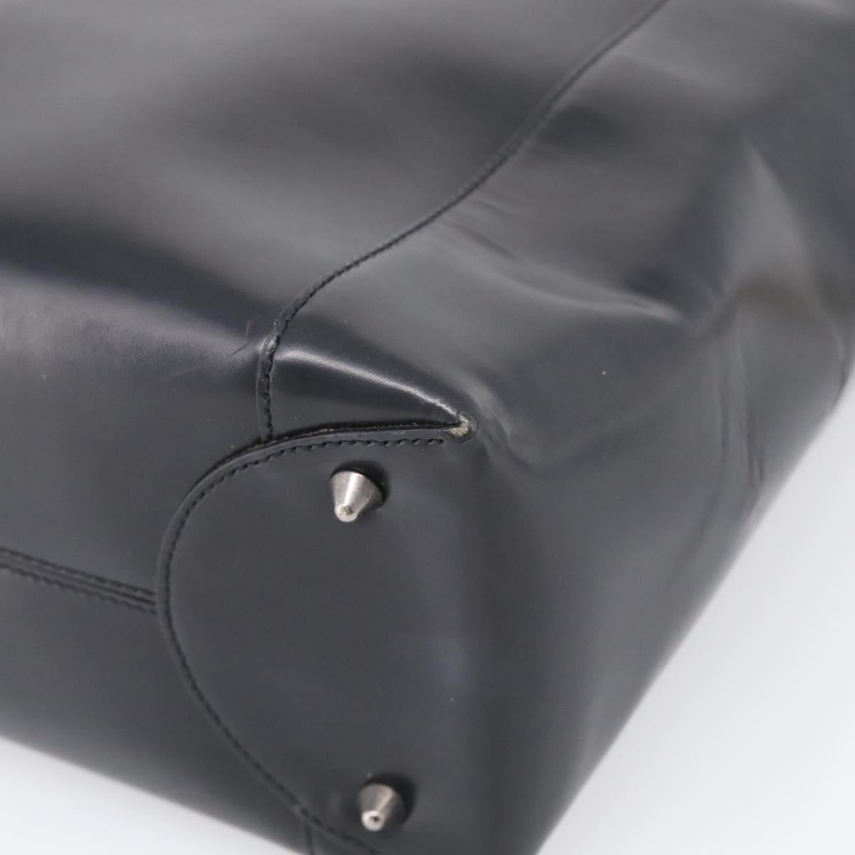 Christian Dior Maris Pearl Hand Bag Leather 2way Black Silver Auth ep17063