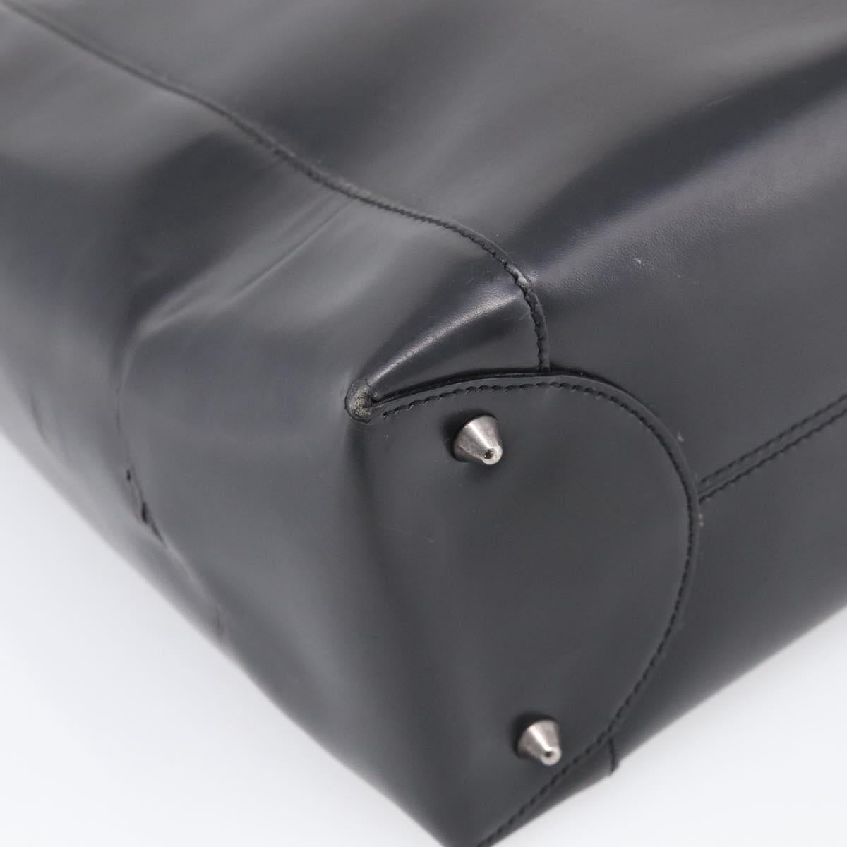 Christian Dior Maris Pearl Hand Bag Leather 2way Black Silver Auth ep17063