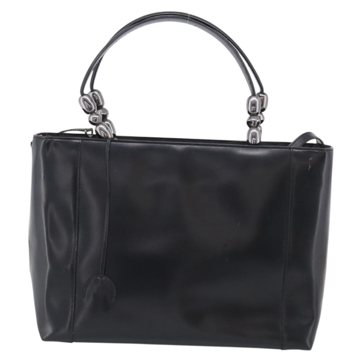 Christian Dior Maris Pearl Hand Bag Leather 2way Black Silver Auth ep17063
