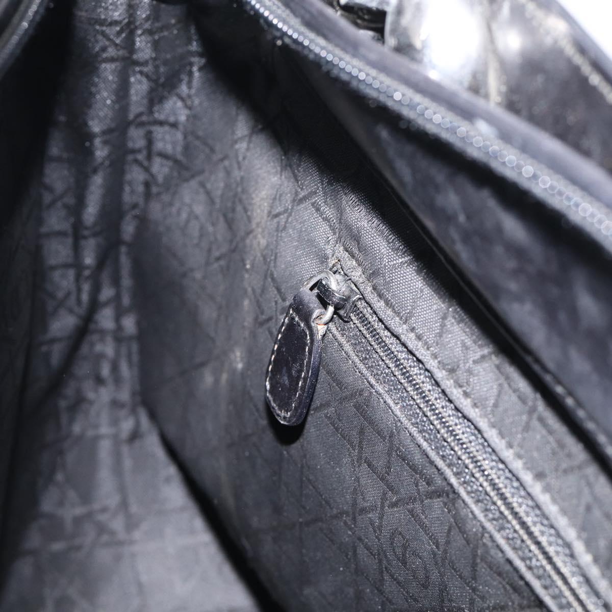 Christian Dior Maris Pearl Hand Bag Leather 2way Black Silver Auth ep17063