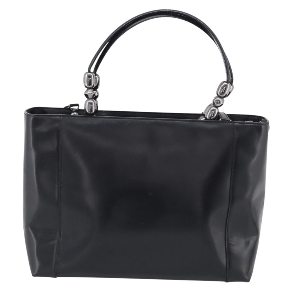 Christian Dior Maris Pearl Hand Bag Leather 2way Black Silver Auth ep17063