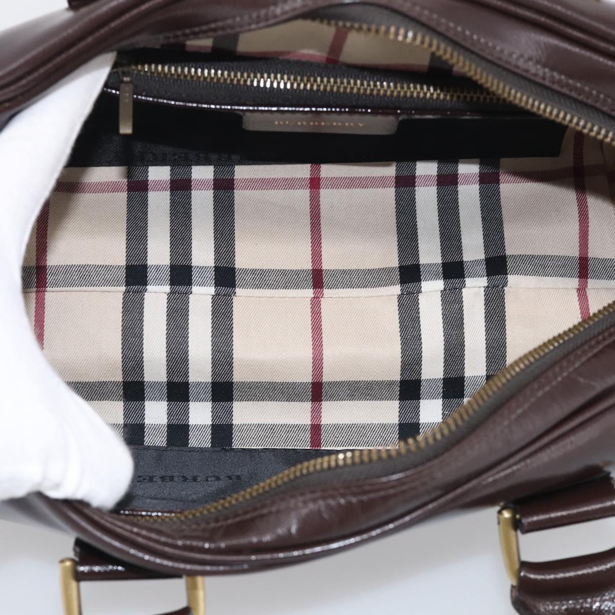 BURBERRY Hand Bag Leather Brown Gold Tone Auth ep17070A